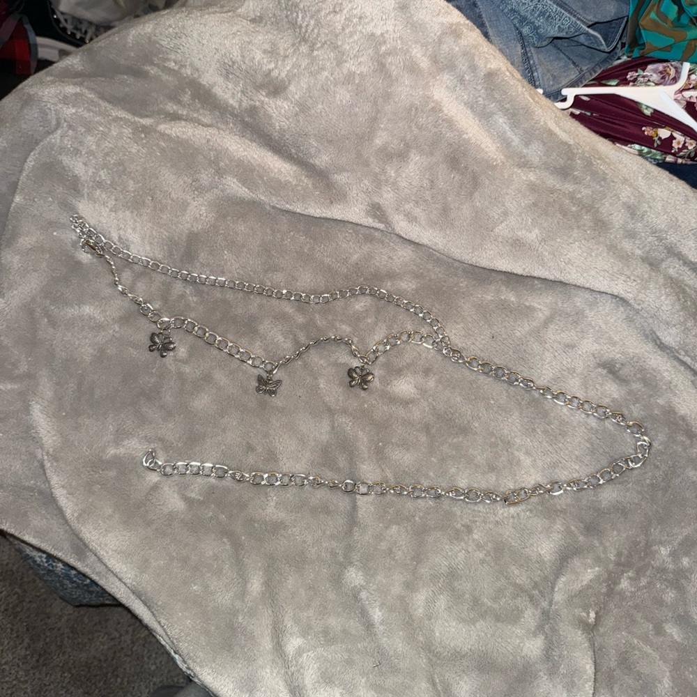 Elegant Silver Chain Belt with Floral Charms